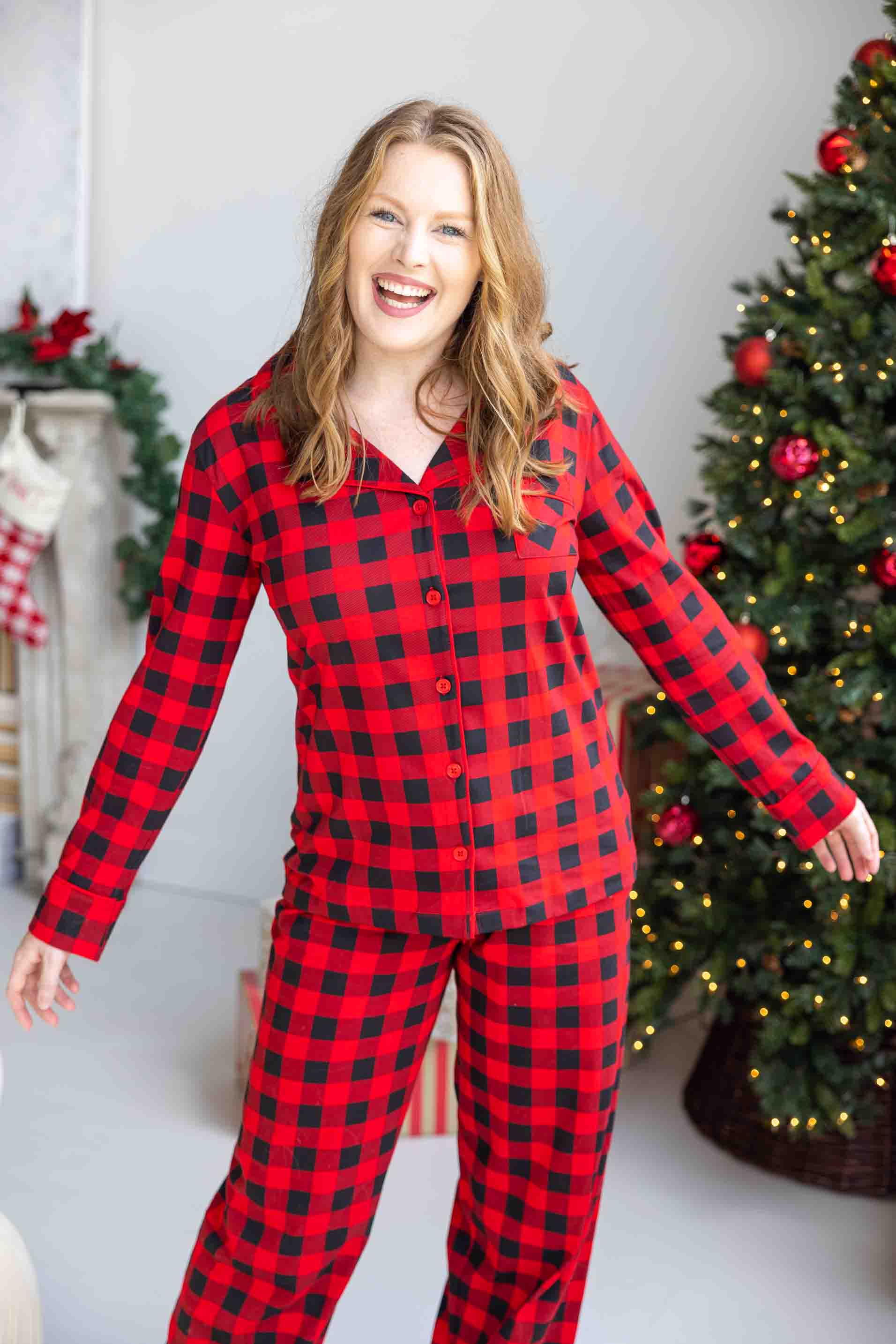 Buffalo Plaid Women's Pajama Set – Tails Up, Pup
